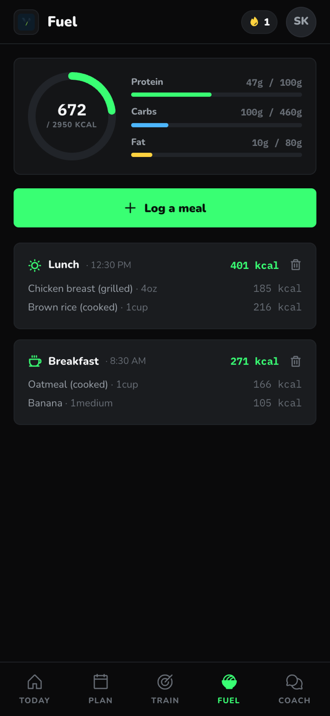 VarFoot nutrition screen